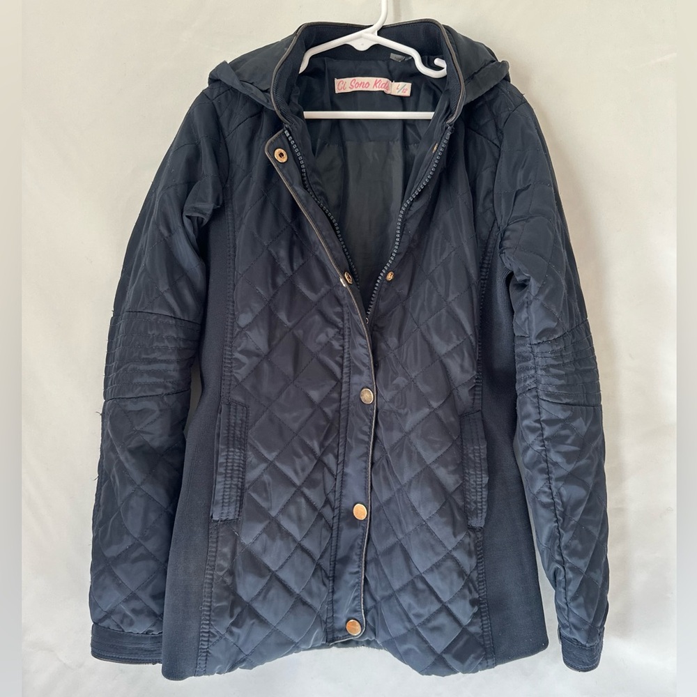 Ci Sono by Cavalini Kid's Navy Blue Fall Winter
Puffer Hooded Jacket -Size L 12